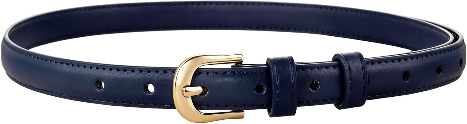 Women Skinny Leather Belt For Jeans Dresses Pants Thin Waist Belt