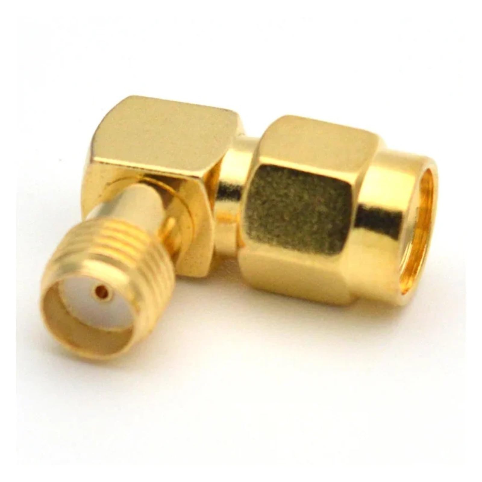 Lot de 5/10 adaptateurs coaxiaux RF SMA mâle vers femelle à angle droit à 90 degrés 50 ohms plaqué or pour extension d'antenne LTE (type 1, 5 pièces)