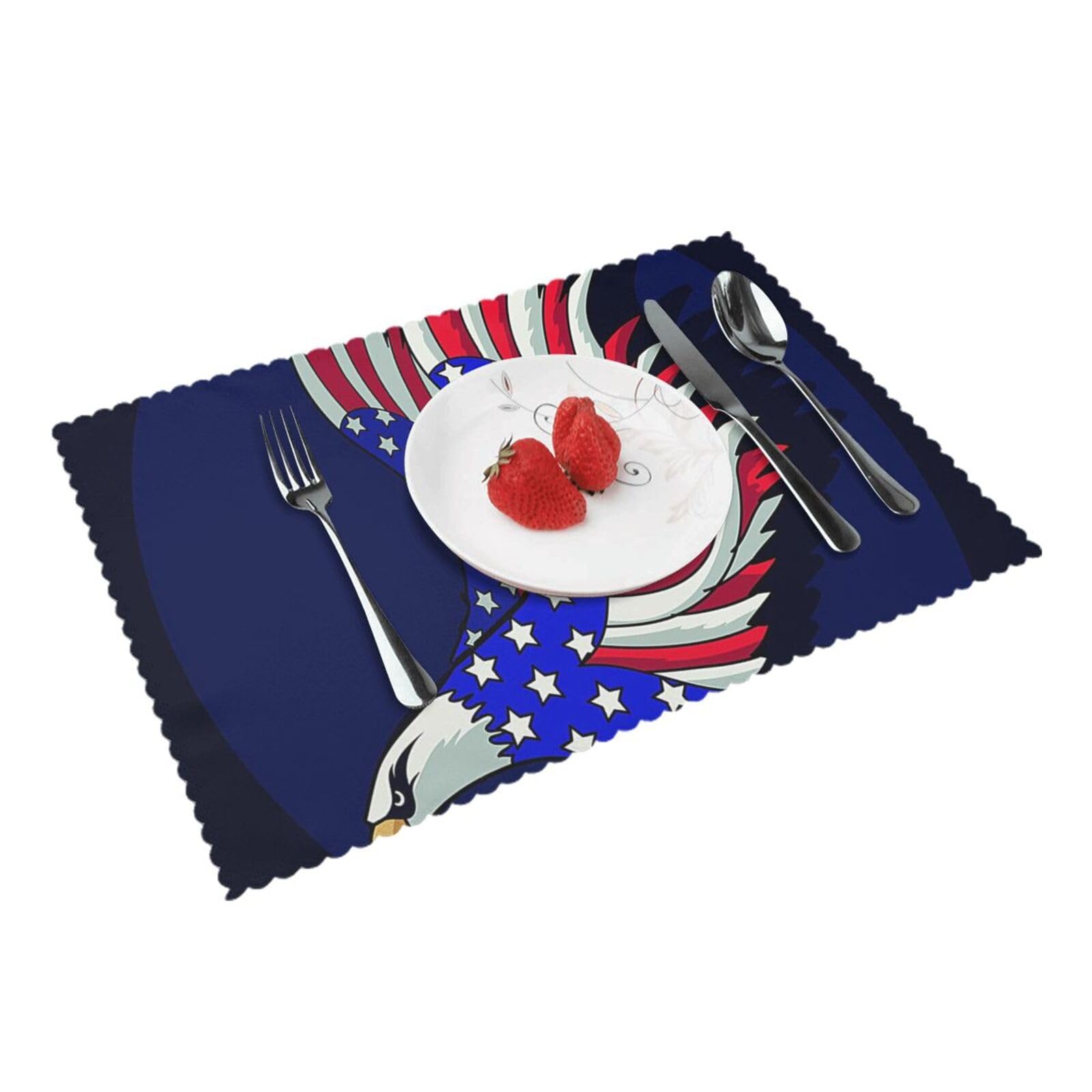Bnvsadc Patriotic Eagle 4 Pcs Heat Resistant Placemat 45X30 Cm, Printed Non-Slip Place Mats For Kitchen Dining Table Indoor Outdoor