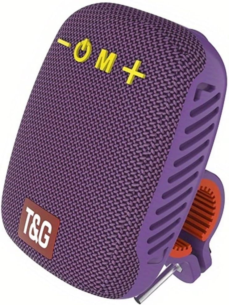 T&G Portable Bike Speaker, Mini Wireless Bicycle Speaker with Stable Handlebar Mount, IPX5 Waterproof, 12H Playing Time, 10W Loud Sound, Bluetooth Speaker for Bike & Scooter, Traveling, Purple