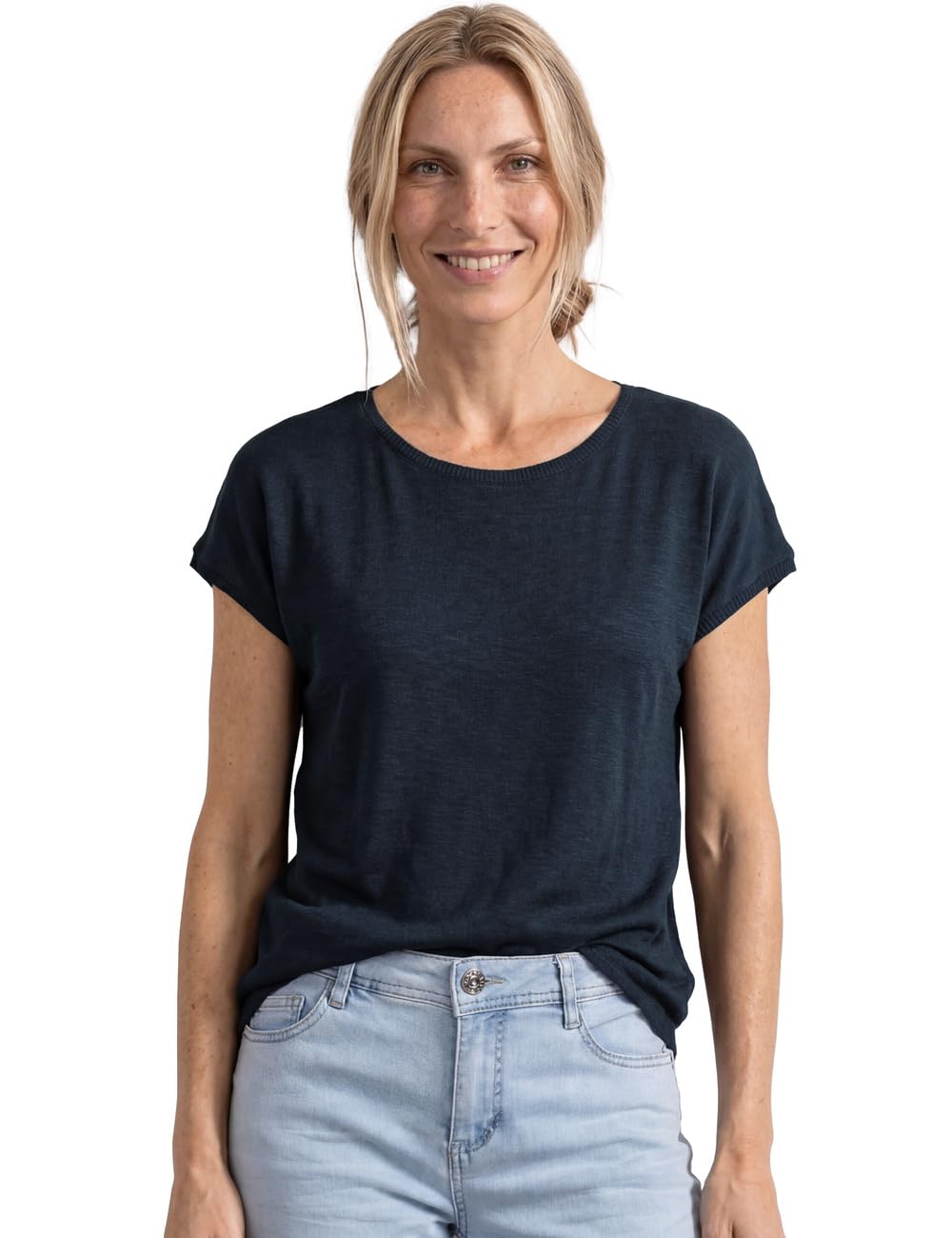 Street One Dropped Shoulder Shirt with Crew Neck Shadowed Navy 34