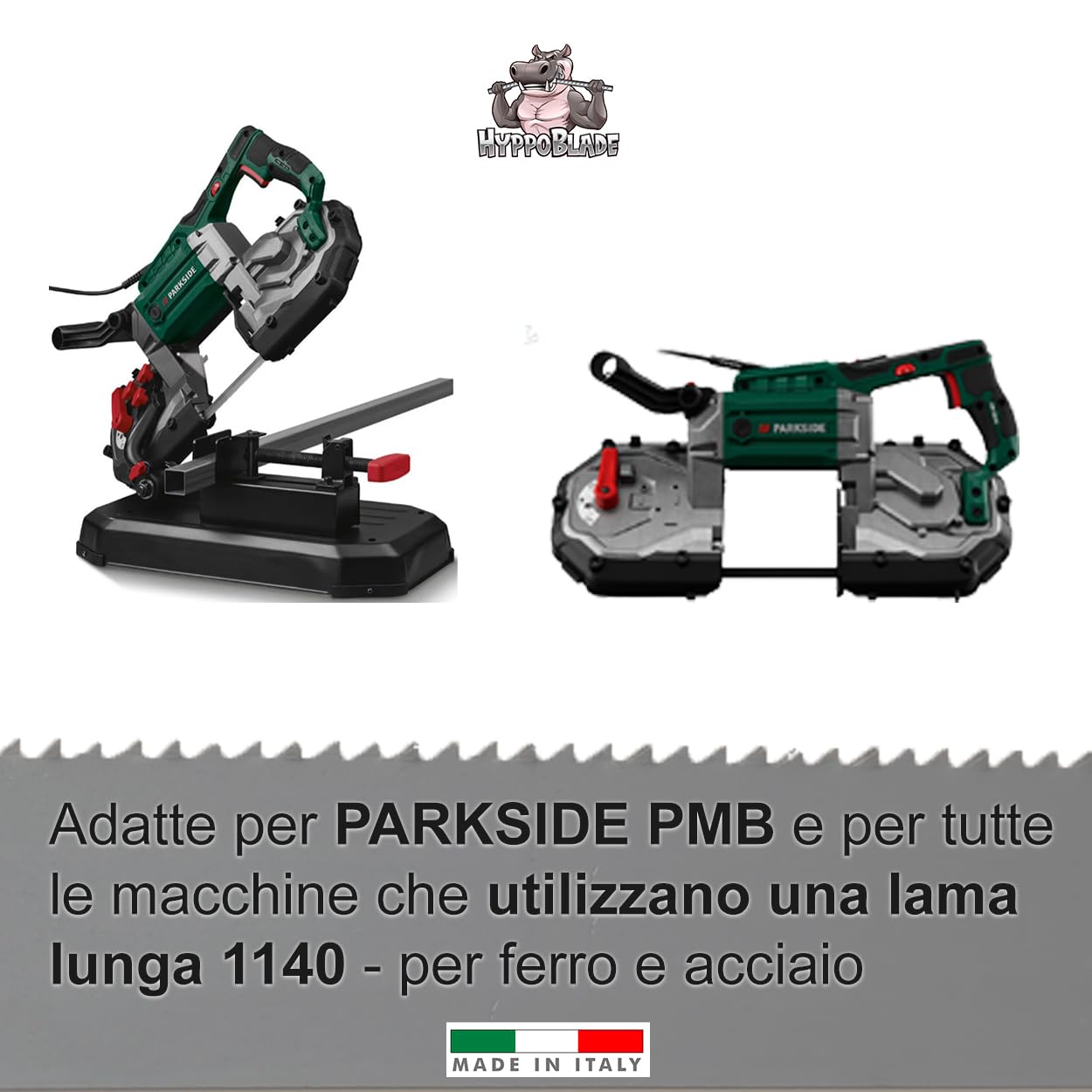 Fraiser Hippoblade set 3 lame sega a nastro 1140 x 13 x 0.65 mm – per metallo (ferro, acciaio) – ricambio professionale per seghe a nastro PMB 1100, MBS 1100, MBS 1200, TE-MB 18, R2103 – TPI 18