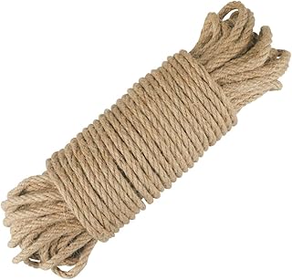 jijAcraft 1/4 inch 6mm Jute Rope - 65 Feet Thick Natural Clothesline Garden Twine Rope, 4-Ply Heavy Duty Hemp Twine String...