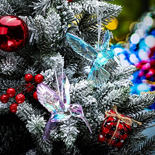 Chunful MZ-CHUNFUL-1574 6 Pieces Hummingbird Ornaments Hanging Christmas Hummingbird Ornaments Acrylic Iridescent Hummingbird Flying Figurine Clear And Purple Blue Hummingbird Decor thumb #3