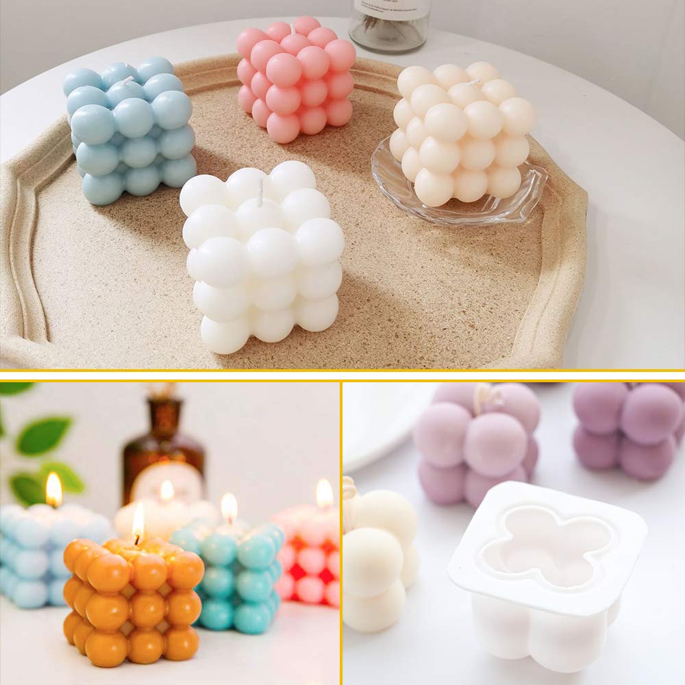 Moule Silicone 3D à Bulles 15 Cavités - Cube Bulles Pour Bougies, Savons, Chocolats, Gâteaux - Fabrication Artisanale Facile
