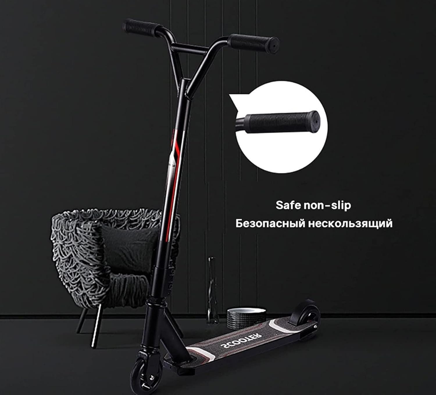 Freestyle Tap Bike Riding Sports Entertainment Professional Extreme Sports Adult Tap Bike Aluminum Alloy Scooter (Color : Black)