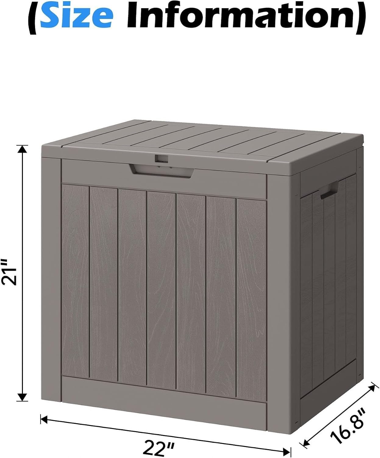 Baulera Exterior Impermeable 130L para Almacenaje Terraza, Rayado Gris