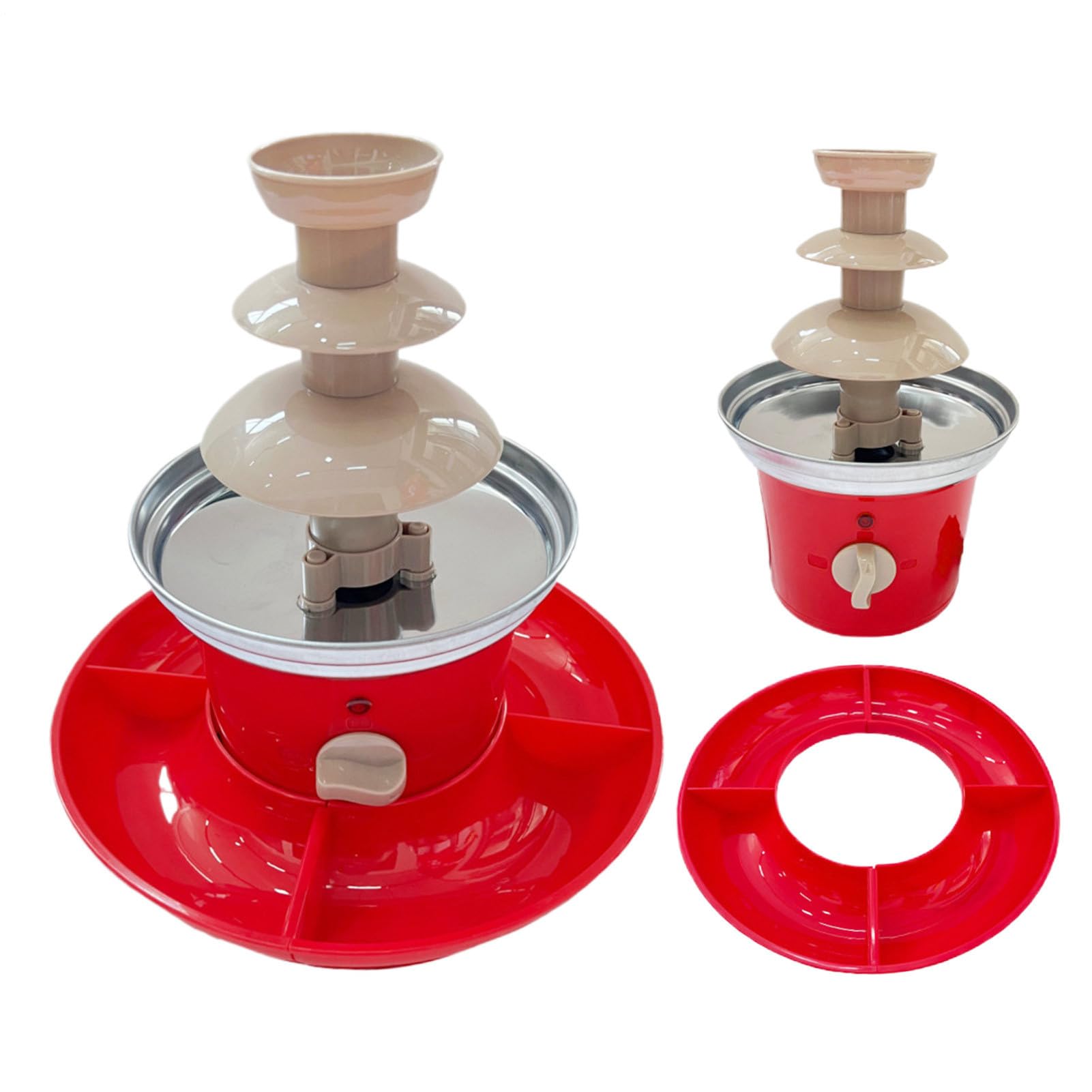 Fontana di cioccolato per feste, dispenser di cioccolato fuso - Torre di fusione automatica del a 3 livelli - Fontana per fonduta di in acciaio inossidabile da 24 cm, strumento d