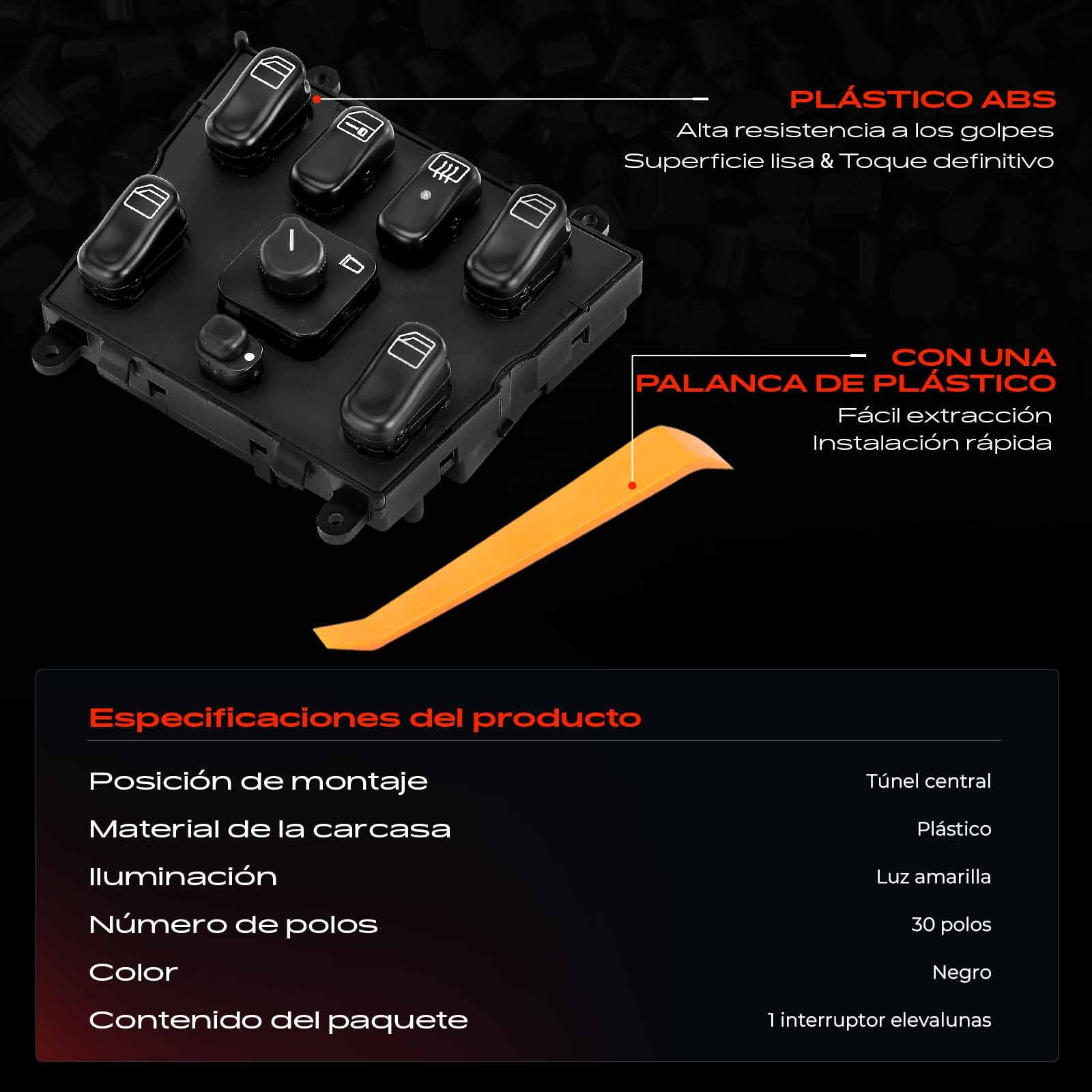 Frankberg Interruptores de botón para automóviles; SteuerInterruptor Compatible con Clase M W163 ML 55 AM.G ML 230 ML 270 CDi ML 320 ML 350 ML 400 CDi ML 430 ML 500 1998-2005 Replace# 1638206610