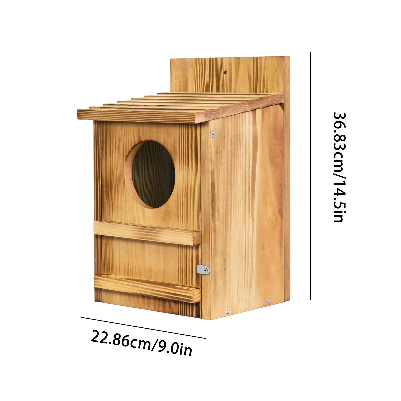 Zewnętrzny Domek Dla Sów 36,8 x 22,8 cm Wodoodporne Siedlisko Dla Zwierząt | Drewniane Schronienie Sów Z Śrubami Montażowymi Do Obserwacji Dzikiej Przyrody Na Drzewie W