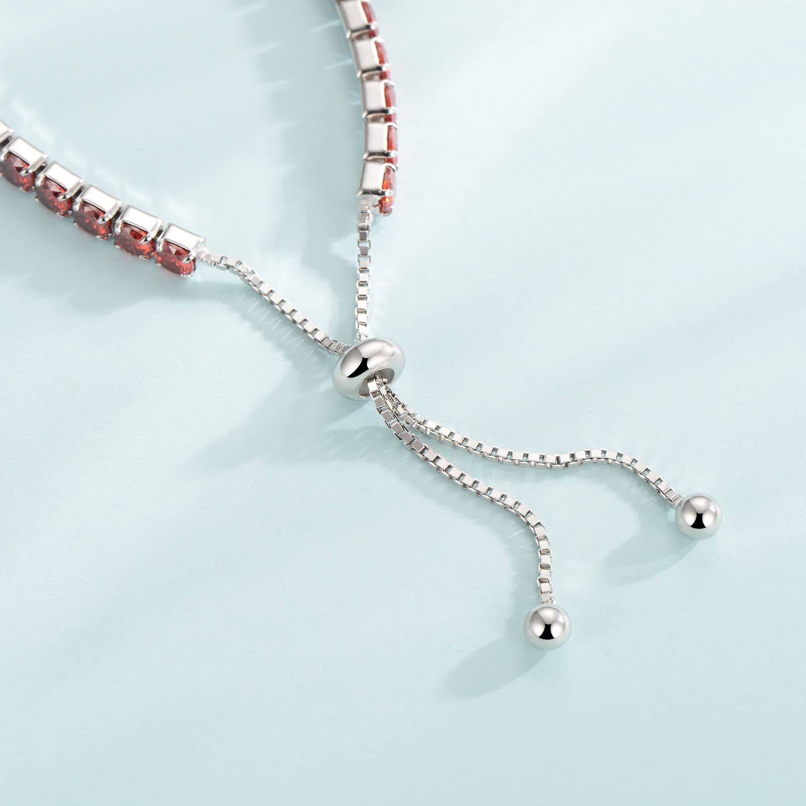 Cranmadia Braccialetto tennis da donna in argento Sterling con pietra portafortuna da 4 mm, gioiello alla moda, regalo di compleanno per donne, moglie, mamma, lei, misura regolabile 22,9 cm