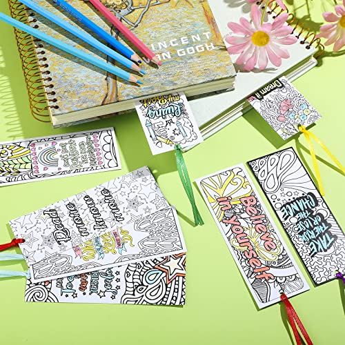 120 Pieces Inspirational Bookmarks For Students, Diy Coloring Bookmarks Double-Sided Motivational Page Clip Personalized Inspirational Book Marker For Kids Adults, School Stationary Party Gift #TOP3