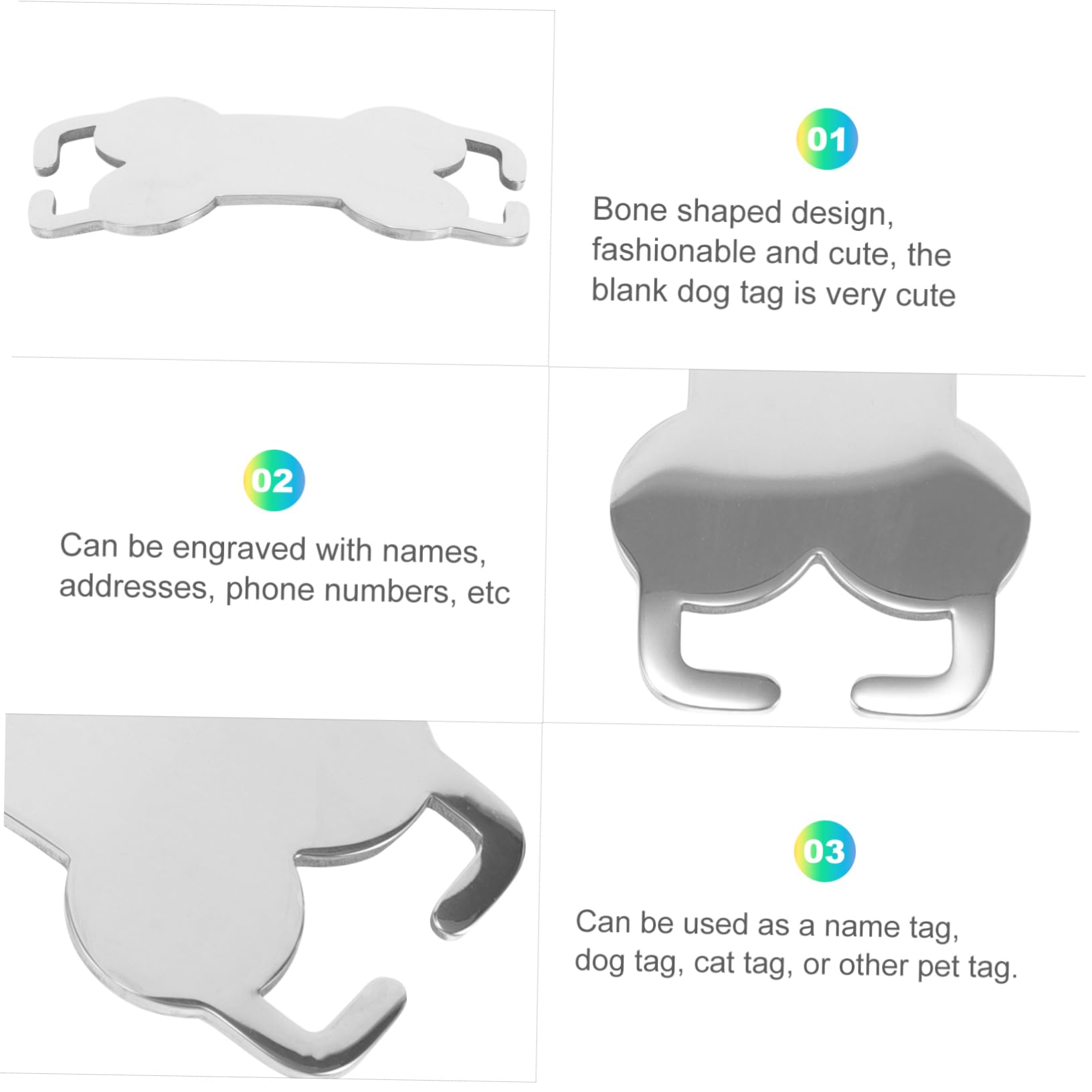 Happyyami 5 Juegos Etiqueta De Perro Mascota Etiquetas De Identificación Para Perros Etiquetas De Perro En Etiqueta De Nombre Del Collar De Perro Silver Acero Inoxidable 6 Piezas * 5