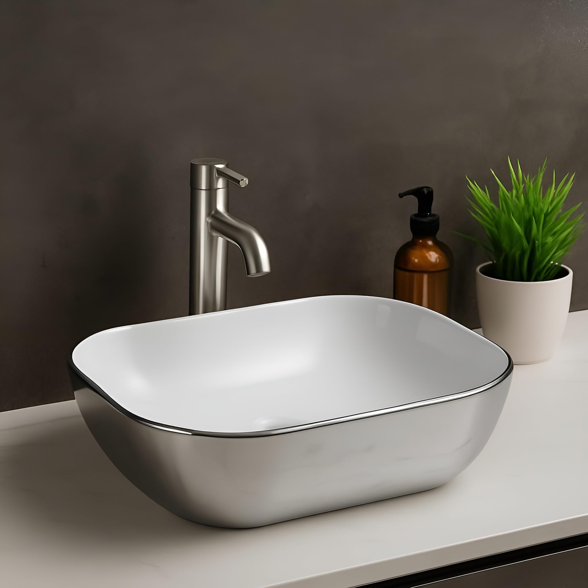 White Ceramic Wash Basin - Modern Vessel Sink -1