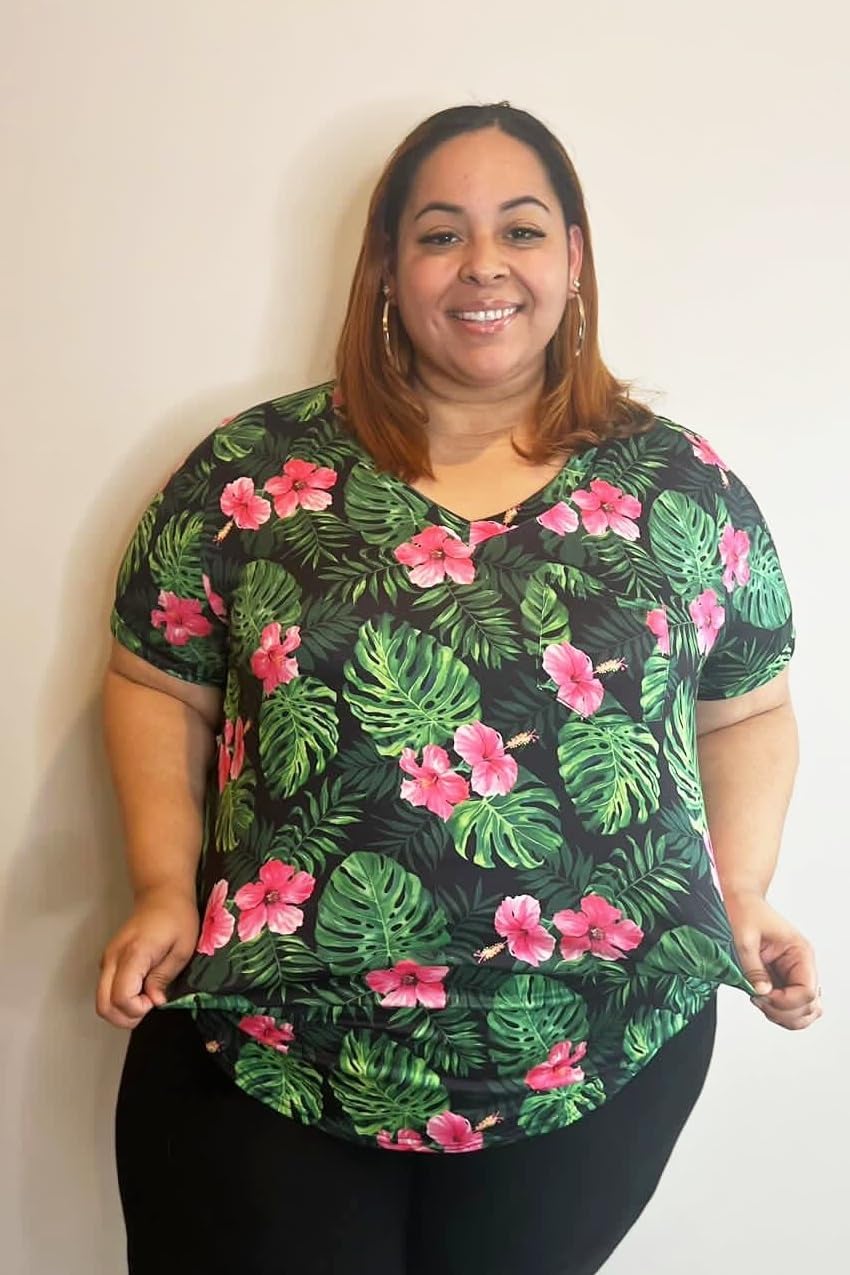 RITERA Plus Size Tops for Women Tie Dye Casual V Neck Summer Short Sleeve Loose Fit T Shirts XL-5XL - Image 3