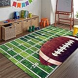 HONGXIU Sports Field Area Rug, Football Rug, American Style Retro Football Home Decor Rug for Living Room Bedroom Children'S Room Game Room Kindergarten Non-Slip Washable 3x4ft
