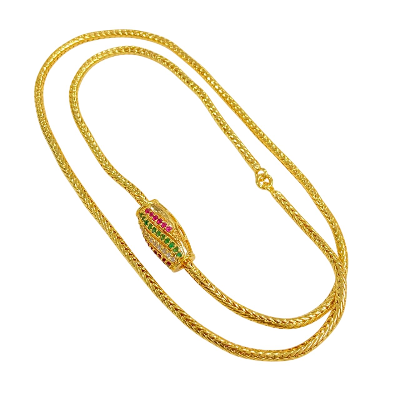 Chain for Women & Girls (Attached Moph) | Micro Gold | Ethnic Jewelry for Women | Traditional, Wedding & Celebration Wear DamruStyle1 Multiple Color (DamruStyle1, Multiple Color)