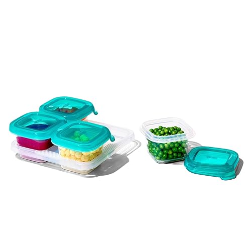 Miniatura 4 de OXO Tot Recipiente de silicona para almacenamiento de alimentos para bebés juego de cuatro recipientes de 4 onzas