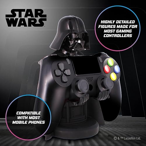 Miniatura 2 de Exquisite Gaming Star Wars Darth Vader - Soporte original para teléfono móvil y controlador de juegos, soporte para dispositivos, cable Guys, figura