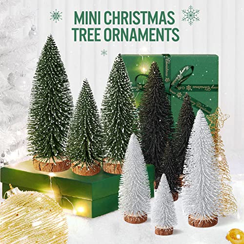 9Pcs Mini Christmas Trees Christmas Decor Artificial Christmas Decorations With 4 Sizes, Christmas Tree Bottle Brush Trees Christmas Table Decorations (Green Silver Black) #TOP1