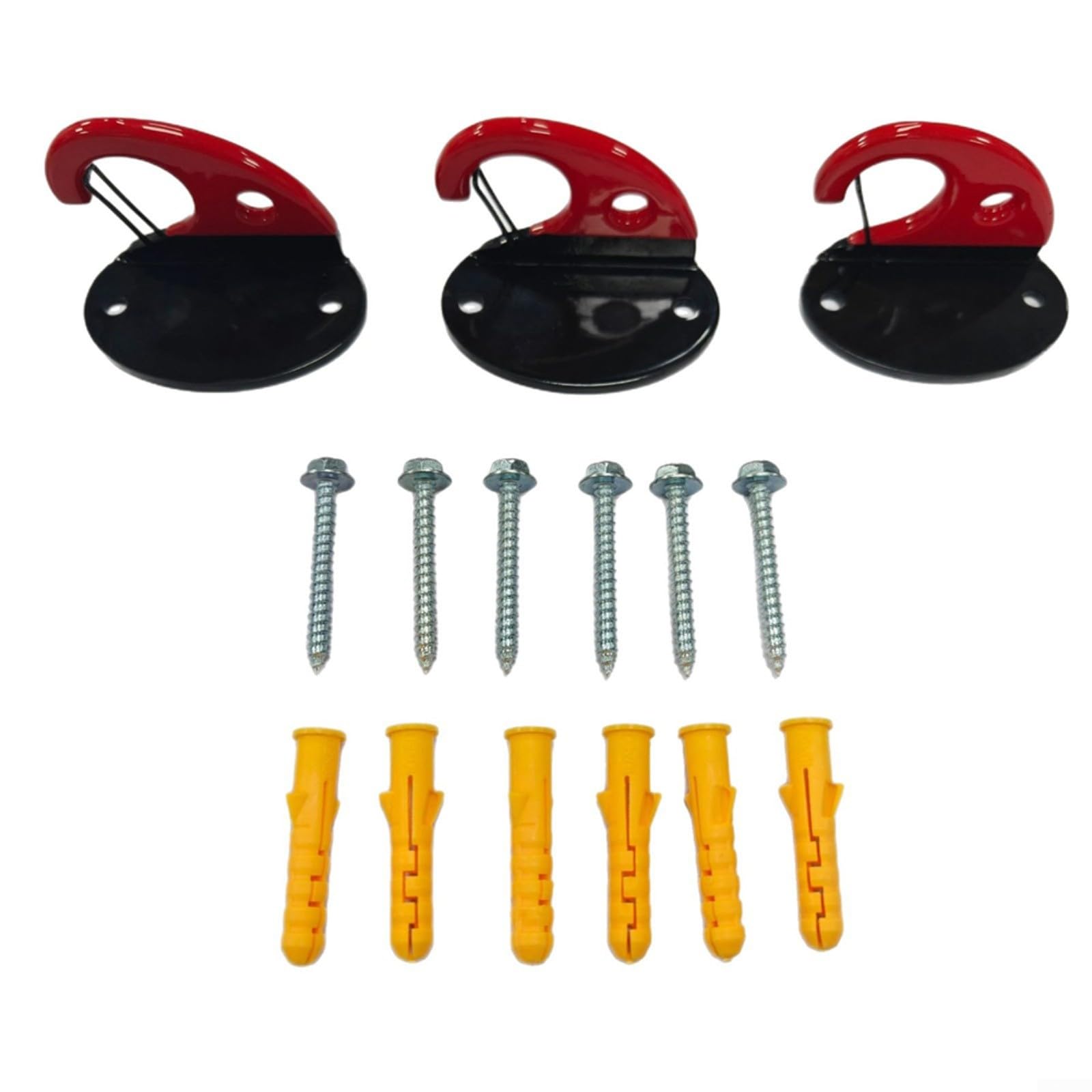 Lot de 3 ancrages muraux pour bande de résistance pour studio de yoga, crochets muraux en fer, limite de 362,9 kg, rouge et noir
