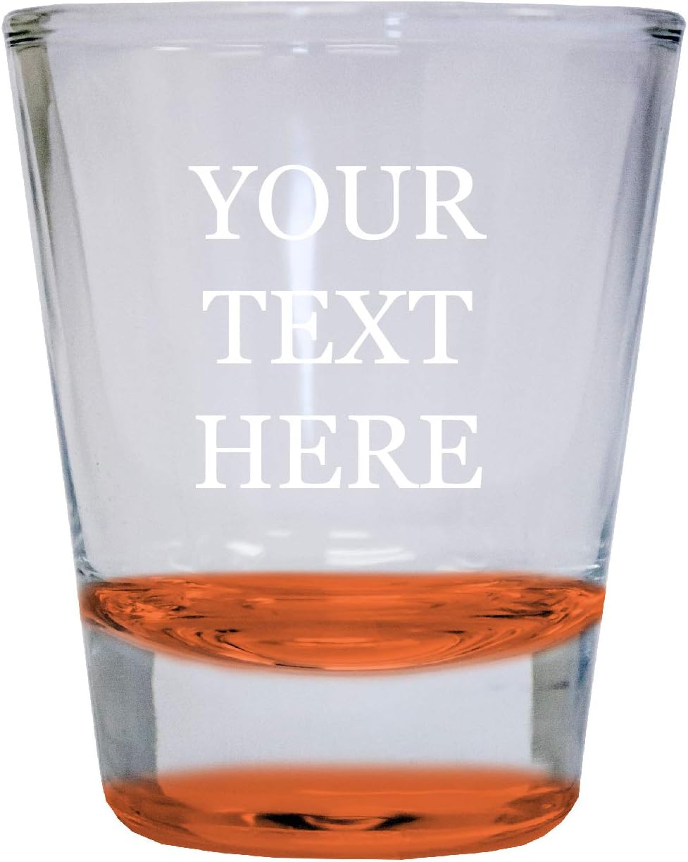 Customizable 2 Ounce Etched Engraved Round Shot Glass Personalized with Custom Text or Message (Orange, 1)