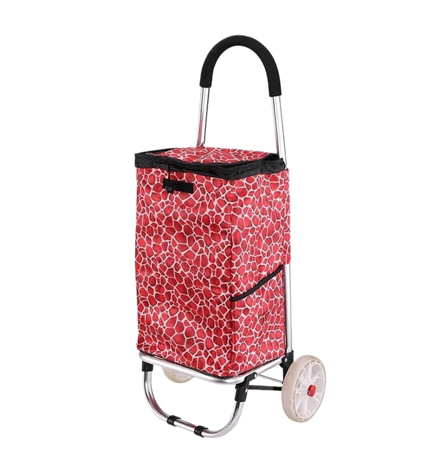 SBZIOJHDR foldable shopping trolley， On Wheels Push Tote Cart Foldable Utility with Bag for Shopping Luggage Grocery(Red)