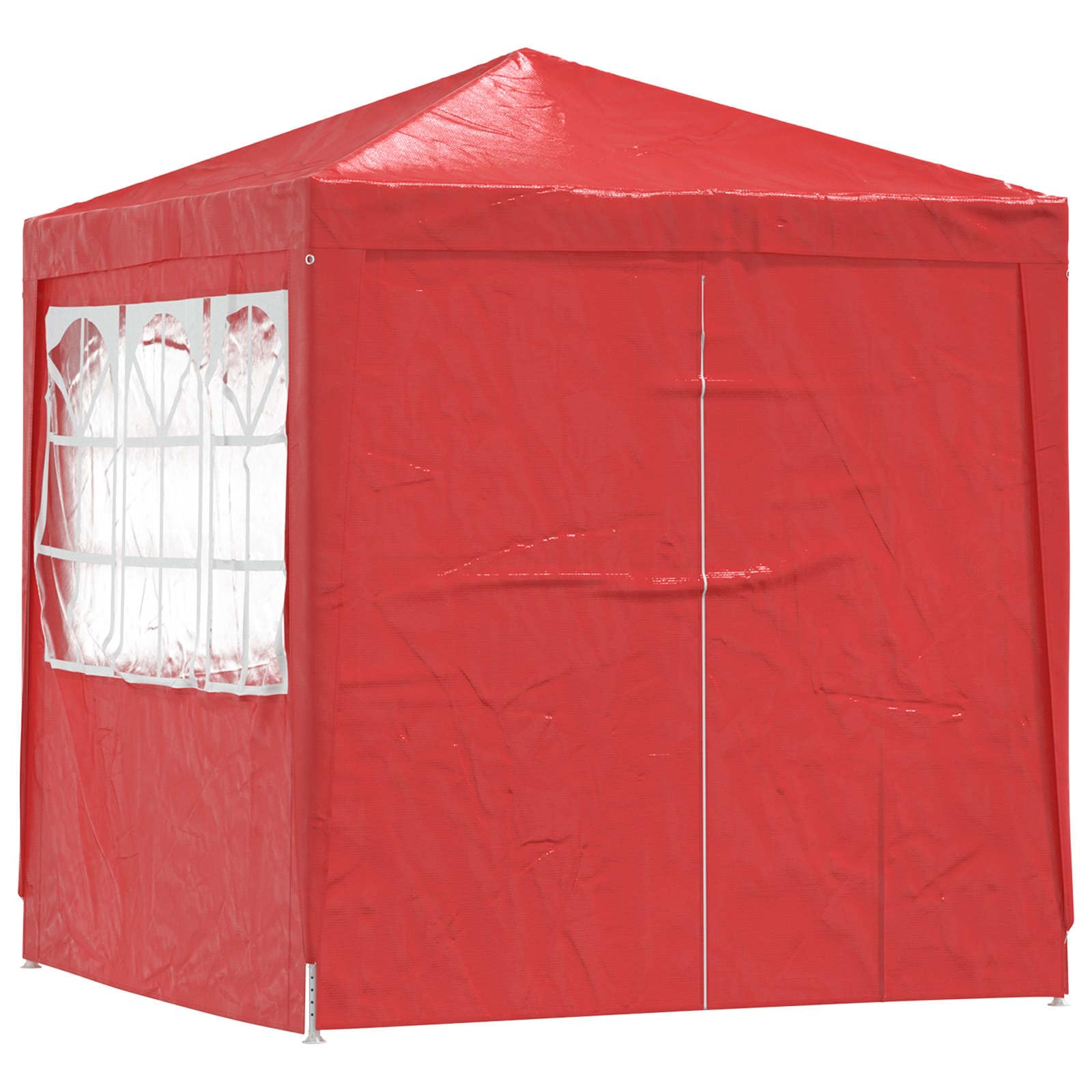 Tienda de campaña para fiestas, color rojo, 200 x 200 x 240 cm, de polietileno y acero, con pared lateral, ventana, protección UV y techo resistente a la intemperie para jardín, terraza