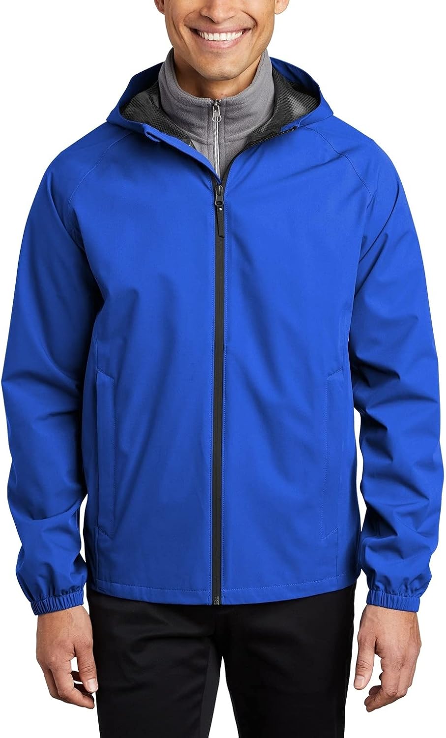 JustBlanks Mens Full-Zip Waterproof Wind Resistance Hooded Essential Rain Jacket
