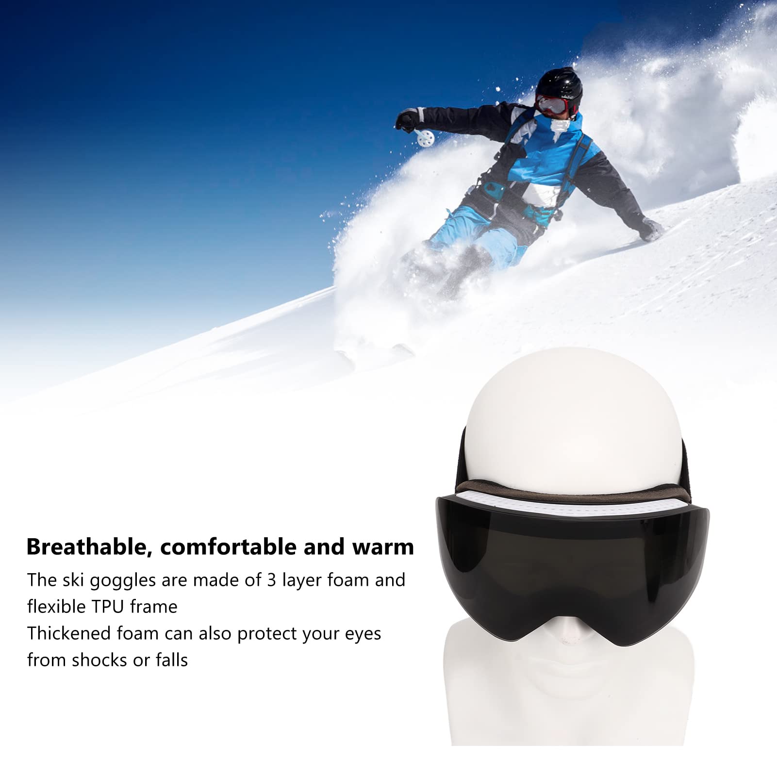 Ski Goggles Magnetyczne soczewki przeciw mgle UV Ochrona snowboardowa Gogle Snowboard Black Rame do sportu na śnieg