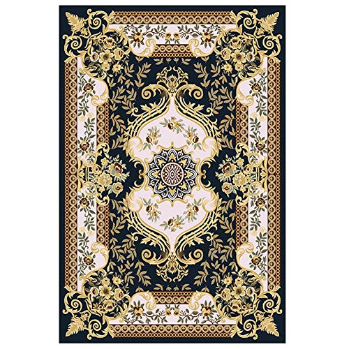 YXZN Klassische Orientteppich Ethno-Stil Teppich Wohnzimmer Schlafzimmer Teppiche Nachtdecke Yogamatte,Black,40X60CM
