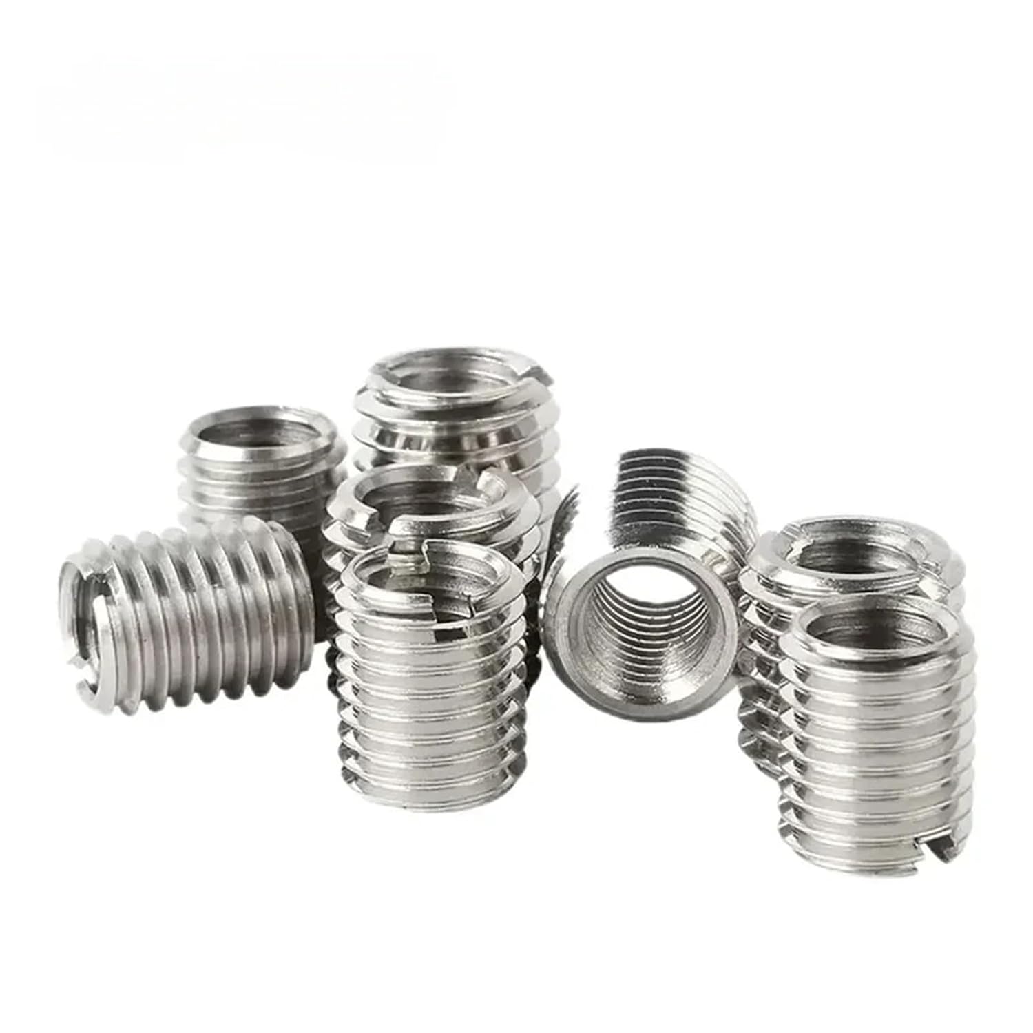 Self-Tapping Threaded Inserts 40pcs Stainless Steel Slotted Inside Outside Self Tapping Thread Adapter Screw M4 Wire Insert Sleeve Conversion Nut(M4-M8X8X40pcs)