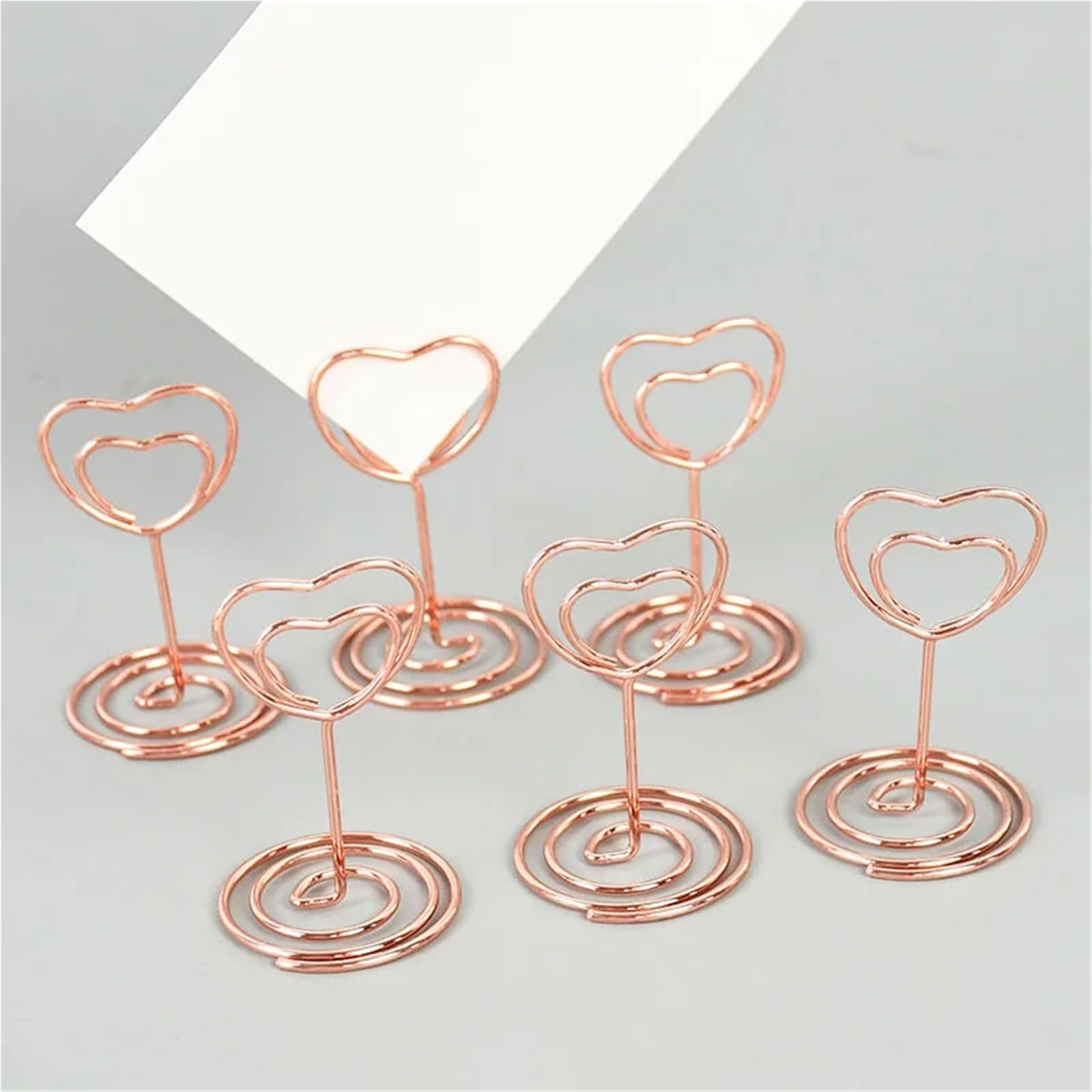 Porte-cartes en métal forme de cœur d'amour, 30 pièces, support numéro Table, Rose doré, carte Place, Photo, Message, Clip, décor for fête mariage pour Menus, Numéros de Table