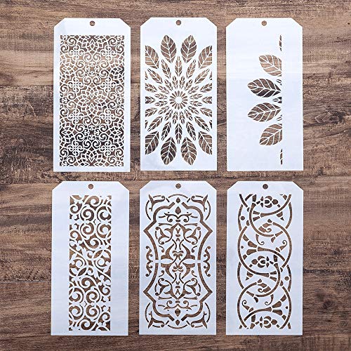 Image of SLGIFT DIY Decorative Stencil Template for Scrapbooking Paiting on Wall Furniture Crafts,Set of 6 (Border)