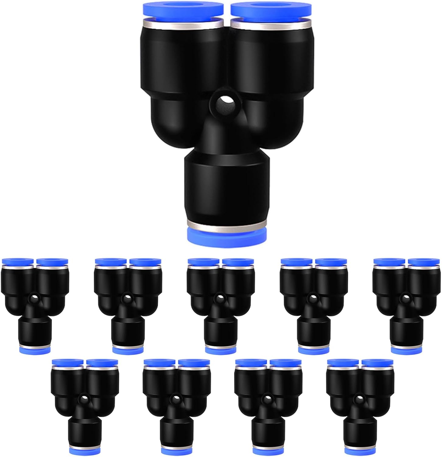 Pack of 10 6 mm OD Pneumatic Plug Connector, 3-Way Y-Pieces Quick Fittings Plastic Pipe PY Air Line Adapter, Push in Connect Pneumatic Fitting (10, PY - 6 mm)