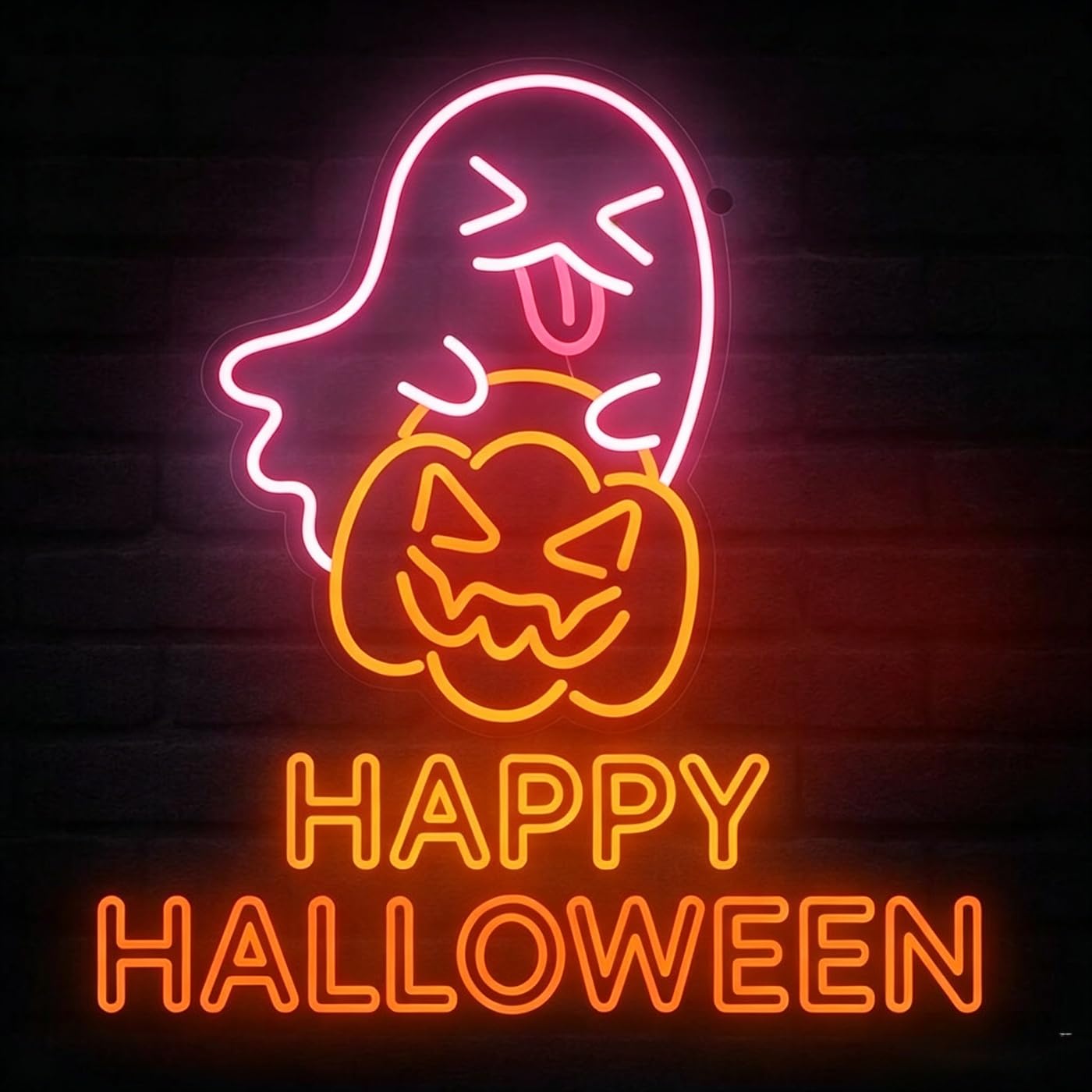 Happy Halloween Neon Sign, Colorful LED Wall Decor with Bat & Witch Hat Design for Spooky Party, Dining Hall Club Home, Bar & Window Halloween Decoration Gifts USB Powered