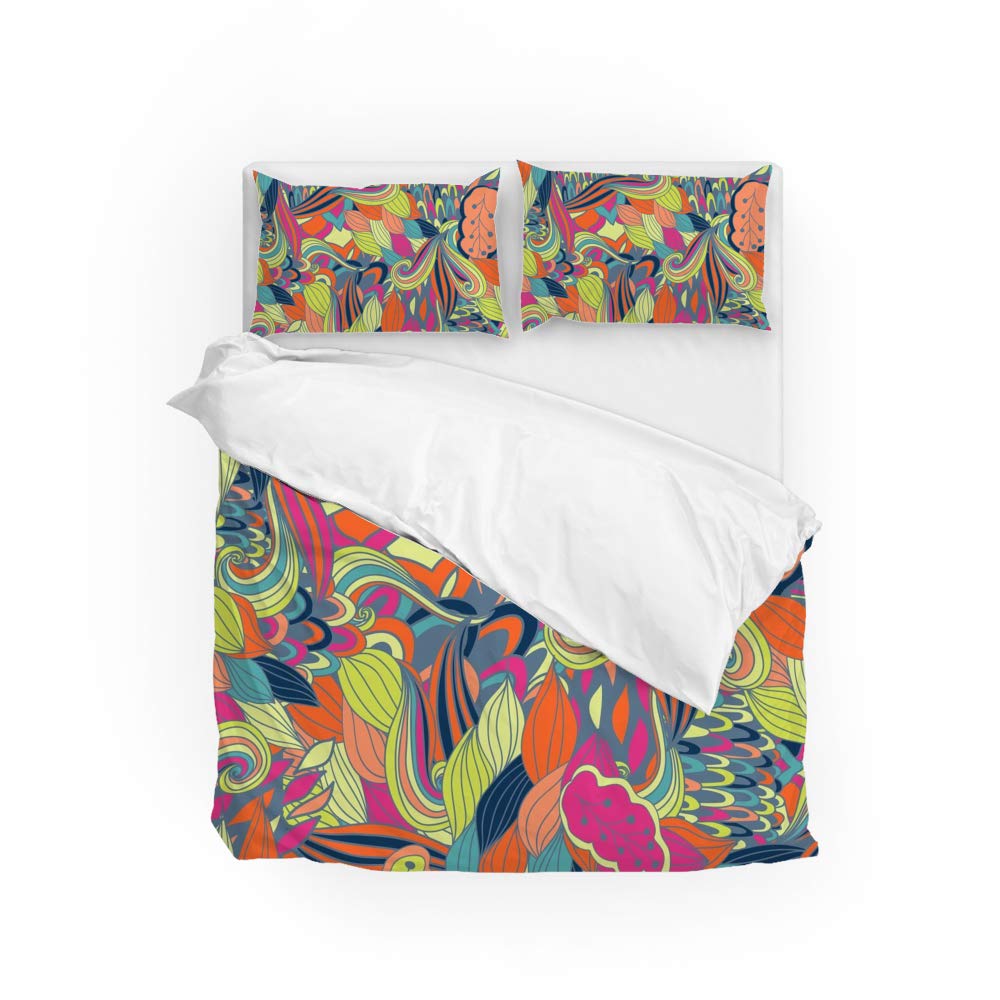 Housse de couette ultra douce motif fleurs abstraites sans rétrécissement