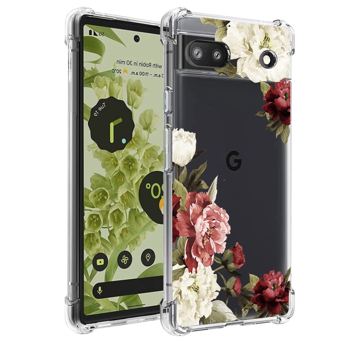 Vavies Case for Pixel 6A, for Google6A Slim Shockproof Clear Pattern Soft Flexible TPU Back Phone Protective Cover for Google Pixel 6A Blossom Flower