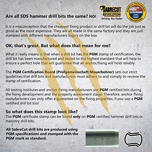 3 x SabreCut SDSB8_3 8mm x 210mm PGM Approved SDS Plus Drill Bits for Stone Concrete Brick