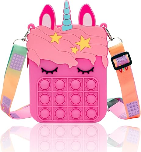 Miniatura 1 de civan Bolsa rosa grande para niñas monedero de unicornio para ella juguete para ansiedad para niñas juguete sensorial de burbujas para presionar