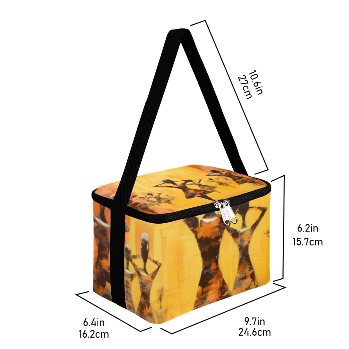 GzLeyigou Lunch Bags for Women Men 9 Cans,Ethnic Africa Woman Hot & Cold Food Delivery Bag Insulated Grocery Bag Insulated Lunch Box Woman Cooler Bag for Office Work Picnic Beach