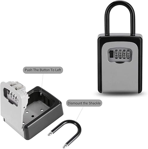 Miniatura 2 de FixtureDisplays® Caja de cerradura de combinación de llaves, caja de bloqueo con código para almacenamiento de llaves de casa, armario de puerta