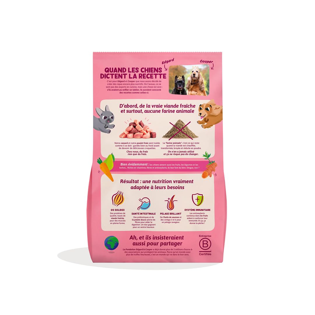 Edgard & Cooper Croquettes Chiot Sans Céréales Pour Chiens Adultes Medium (2.5kg), Canard Et Poulet Frais, Teneur En Fibres Adaptée Aux Chiots, Recette Naturelle, Jamais De Farine Animale