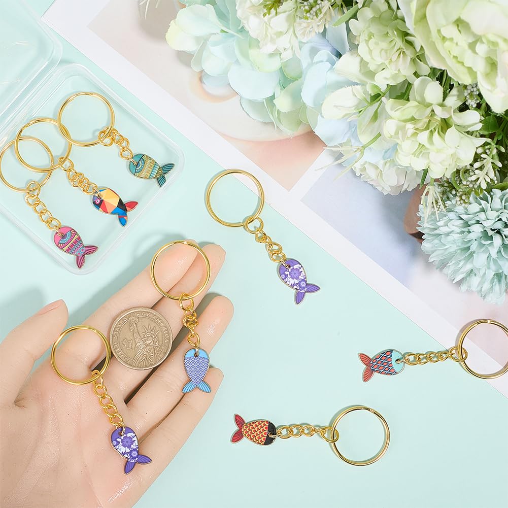 CRASPIRE 14Pcs Fish Key Chains Sea Life Keychains Colorful 7 Styles Small Alloy Enamel Summer Fishes Ocean Animal Hanging Pendant Keychain for DIY Car Key Keychains Party Favors Inspirational Gift - Image 3