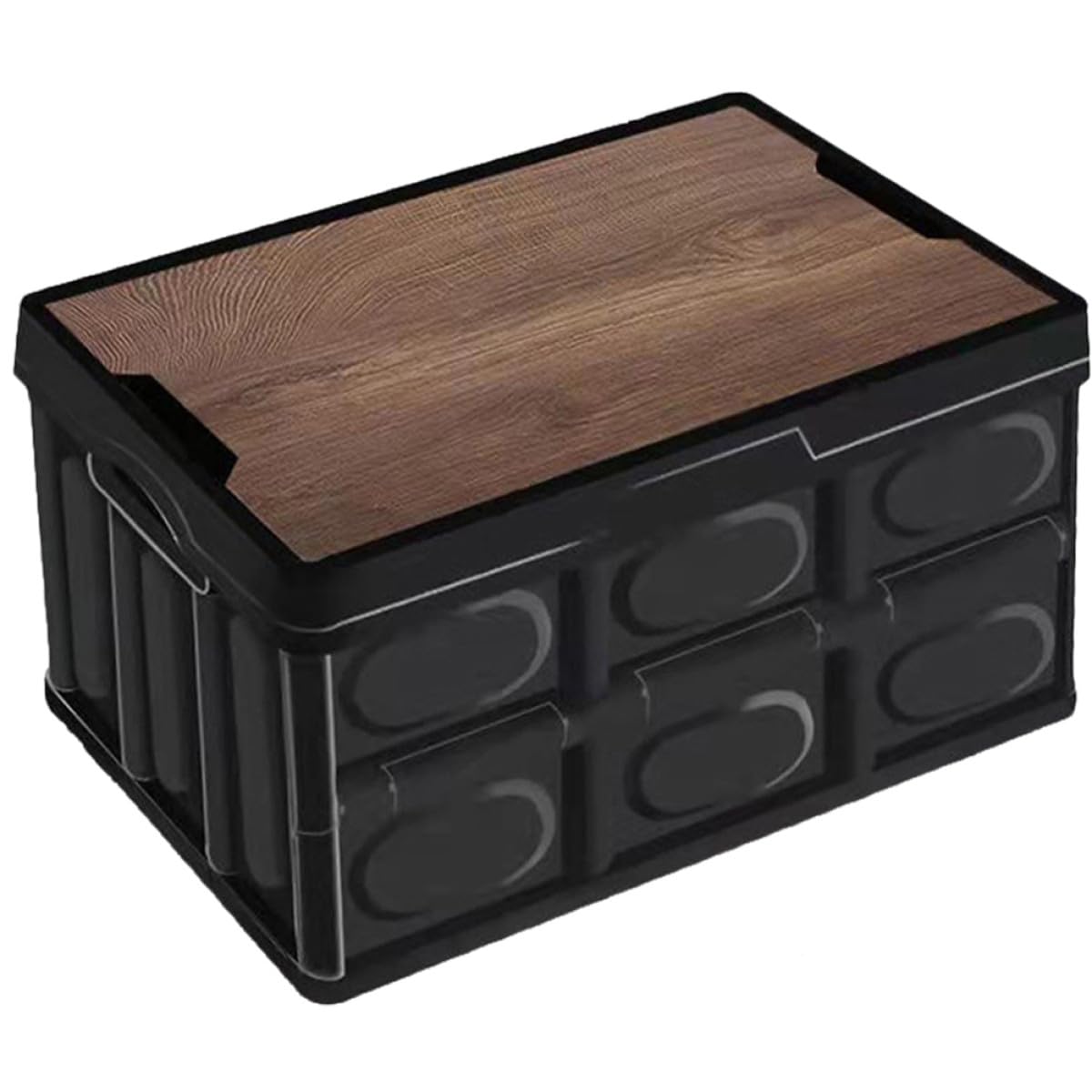Boîte de rangement pliable noire en polypropylène et bois taille petite par VICASKY