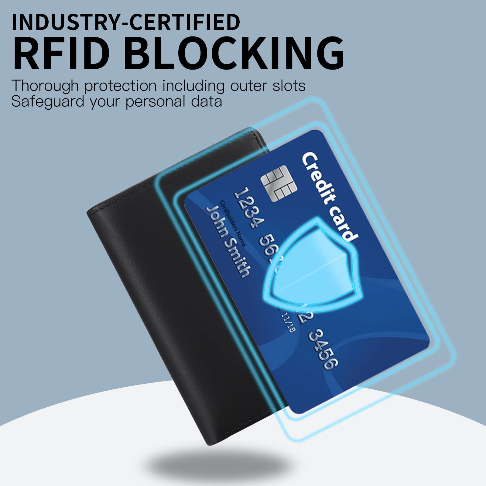 Cartera para Hombre Trifold de Piel auténtica con Bloqueo RFID, 19 Ranuras para Tarjetas, 3 Compartimentos para Billetes