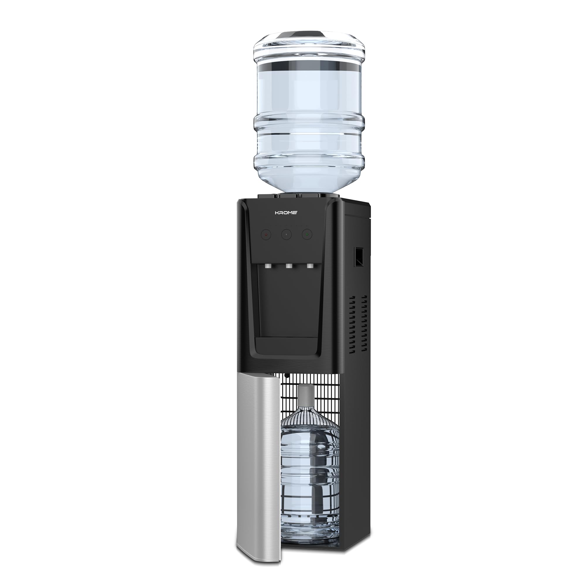 Sponsored Ad – KROME Top & Bottom Loading Water Dispenser, Hot, Cold and Normal Water 3 taps, Floor Standing, Made with SUS 304 Tank and Food-Grade Silicone Gel Tube, Child Lock, Silver & Black KR-WDTBL 3TW