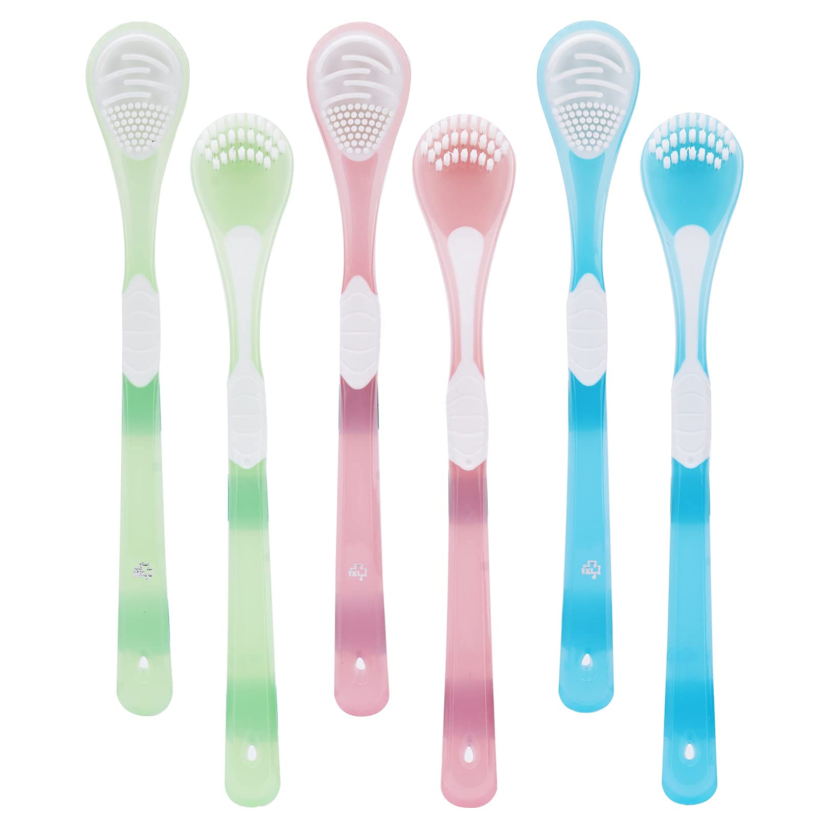 Y-Kelin 3-Colors Tongue Scraper Double-Sided Tongue Cleaning Brush Soft Tongue Coating Brush, Portable Food-Grade Oral Massage Brush