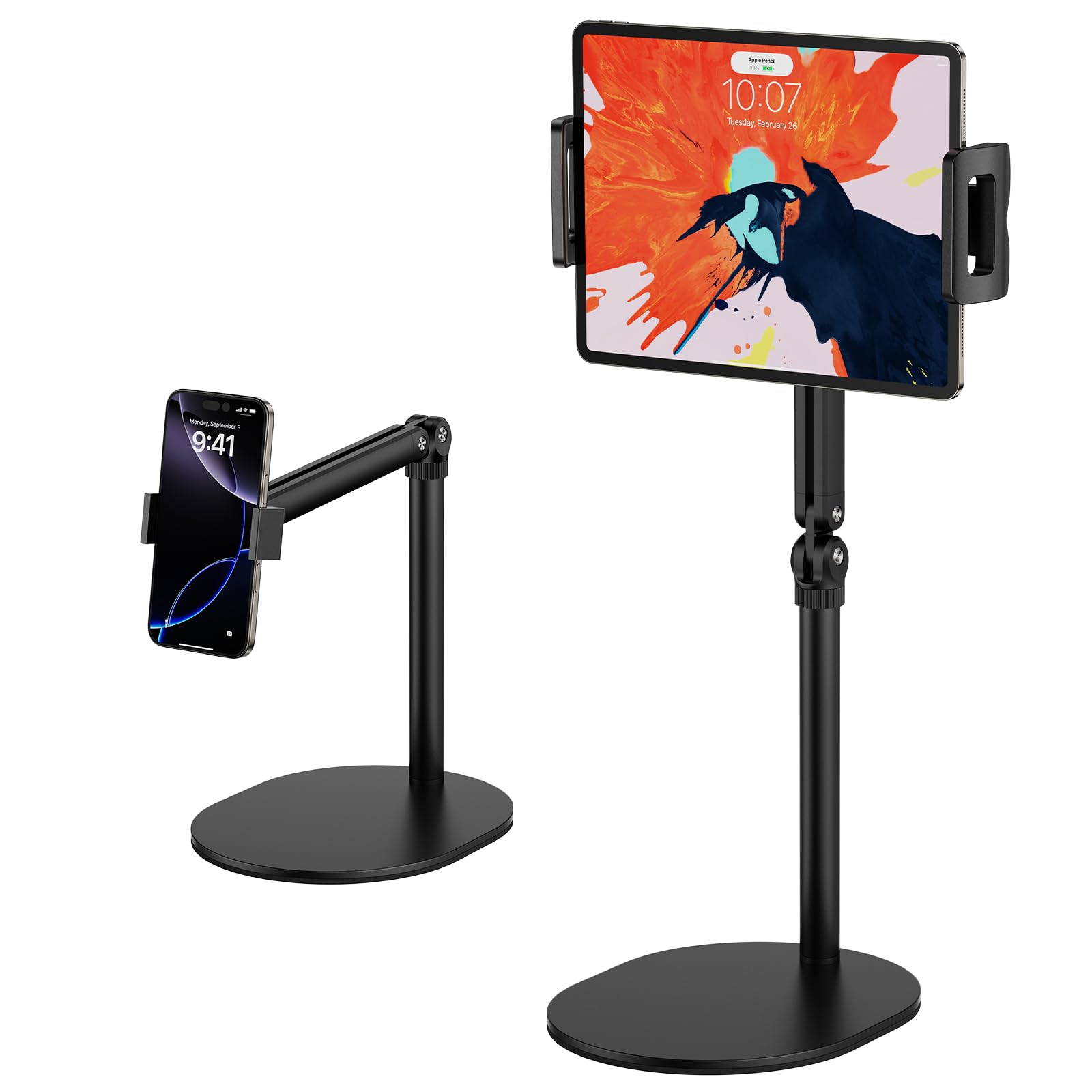 Tablet Stand for iPad Adjustable Arm Mount Holder Desk with 360 Rotation Portable Monitor Stand Compatible with iPad