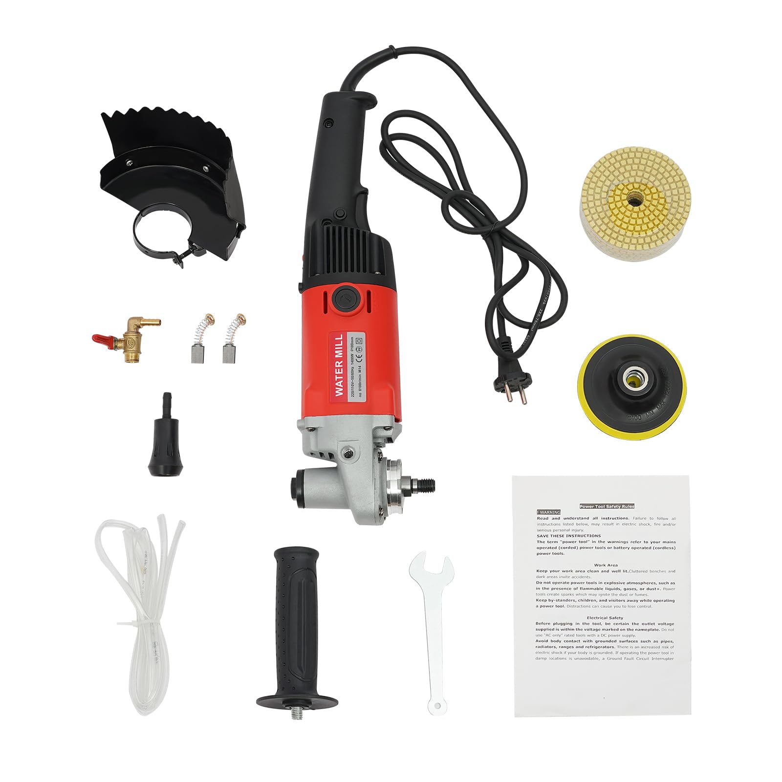 Pulidora,Pulidora de 1400 W 6 Velocidad Variable Mojado Pulidora para Pulido de Automóviles, Suelos, Muebles